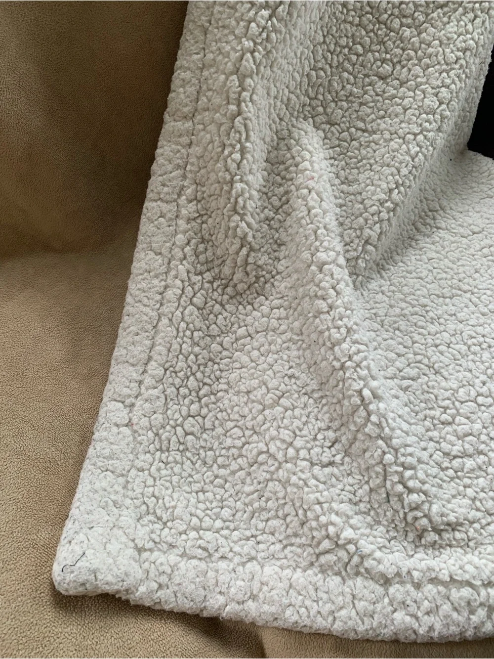 Sonoma Reversible Sherpa Blanket in Cream and Tan 50x60”